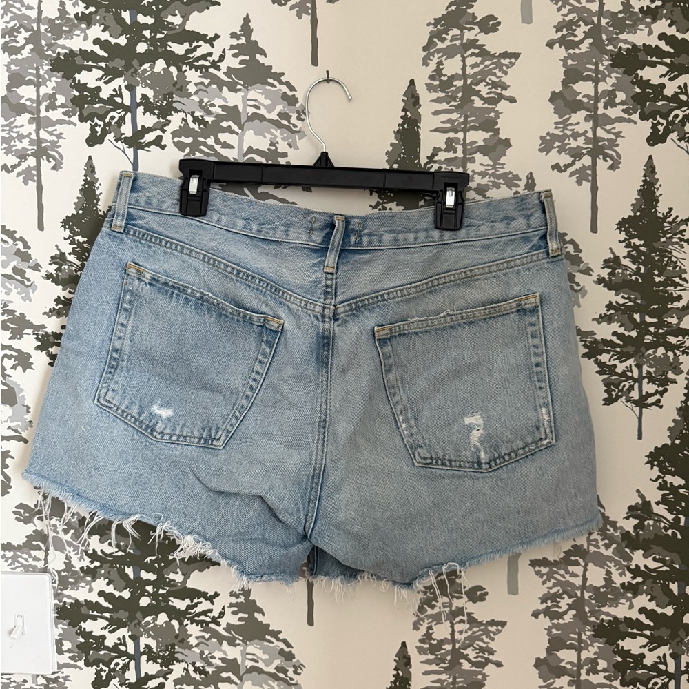 Agolde Light Blue Distressed Jean Shorts - Picture 2 of 7